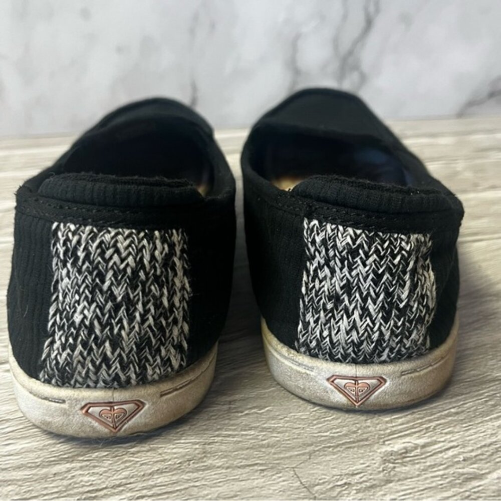 Roxy Minnow VII Black Canvas Slip On Boat Shoes - Picture 7 of 11